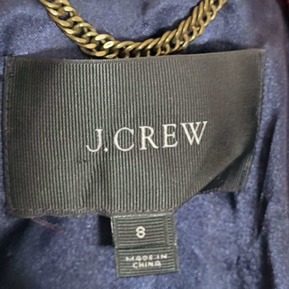 Vintage J. Crew Lady Day Coat Burgandy Wool Blend w/ Navy Trim Buttons Sz 8 EUC - Picture 14 of 16
